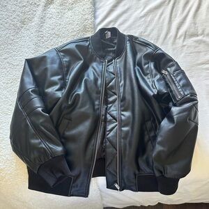H&M oversized faux leather bomber jacket